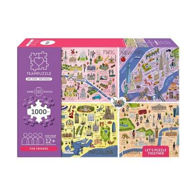 TEAMPUZZLE – City Trip – 1000 Teile – Erwachsenenpuzzle für vier Personen