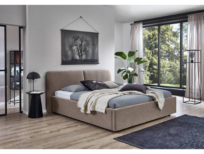 Lit rembourré Allegra 180 x 200cm Tissu structuré Marron/Marron clair