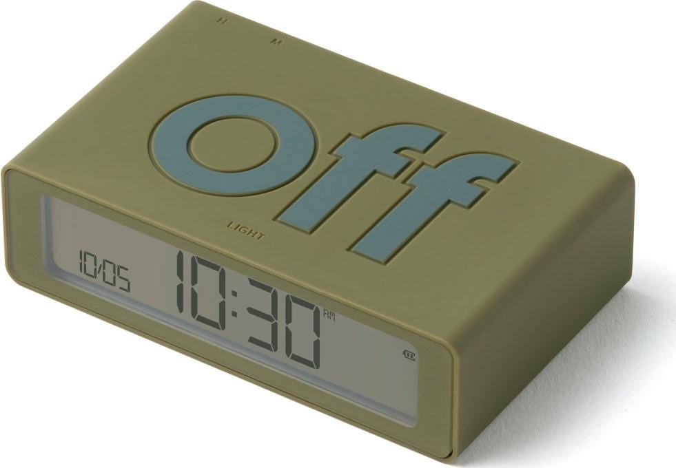 Lexon Flip Mini LCD LCD-wekker, Khaki, Rechthoekig
