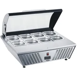 Combisteel Aufsatzvitrine 67 Liter – 8x 1/6 GN, statische Kühlung, gebogenes Glas