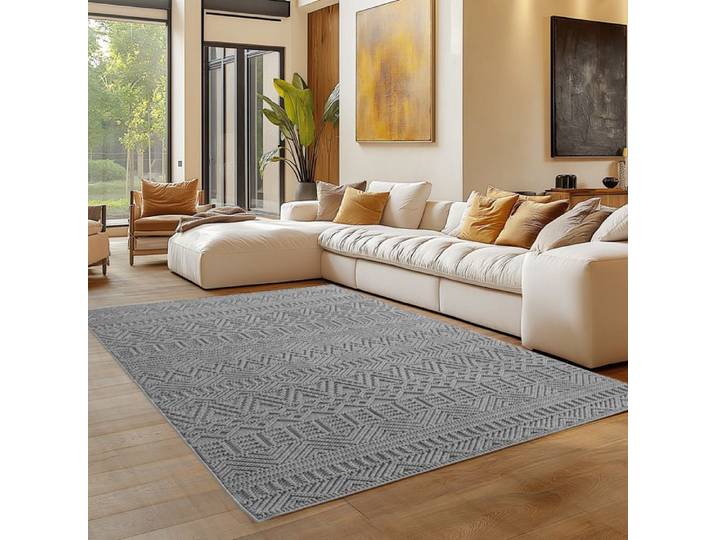 Carpettex Tapis 240x340 cm Gris Design Vintage Scandinave Doux Résistant Facile à Nettoyer Tapis Salon Chambre.