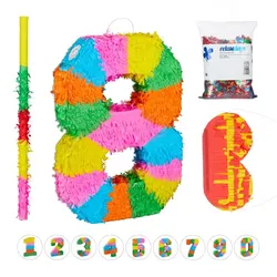 Relaxdays 4-tlg. Pinata Set Gelb,Grün,Pink