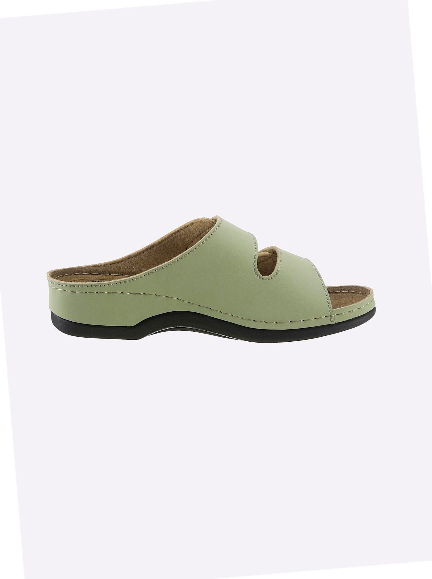 Pantolette FRANKEN-SCHUHE, Damen, Gr. 39, Lederimitat, grün (pistazie), Schuhe Pantolette pistazie 39, Lederimitat