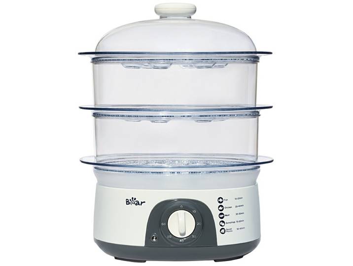 Bear Cuiseur vapeur électrique DZG-304, 3 niveaux, 10 L, 650-775 W, minuterie 60 min