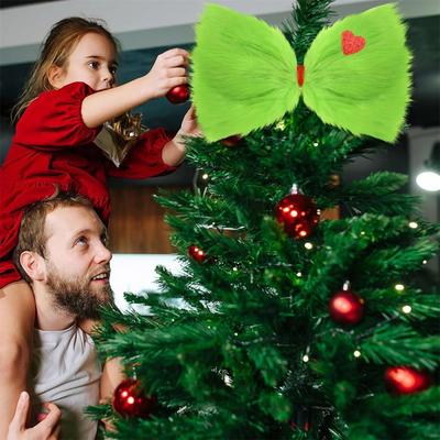 Uplifted Finds Christmas Grinch Bow Tree Topper Green Furry Holiday Decor Christmas Grinch Bow Tree Topper Green Furry Holiday Decor