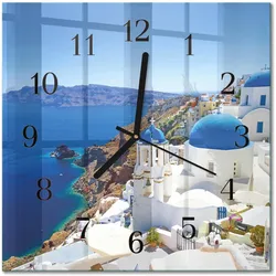 WANDUHR aus Glas 30x30 cm - Santorini