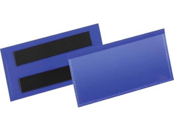 Durable Porte étiquette\, Lot de 50\, Bleu foncé\, 100 x 38 mm\, 174107 Pochette logistique magnétique pour surfaces métalliques\, film transparent scannable\, Made in Germany