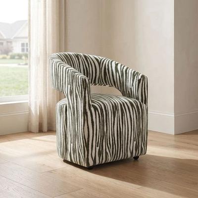 Esofastore Glamorous Green Fully Upholstered Dining Arm Chair Set Barrel Back Design