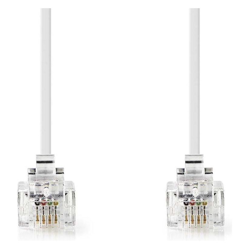 Nedis Telefonkabel | RJ11 Stecker | RJ11 Stecker | 10.0 m | Kabeldesign: Flach | Beschichtung: Vergo (TCGB90200WT100)