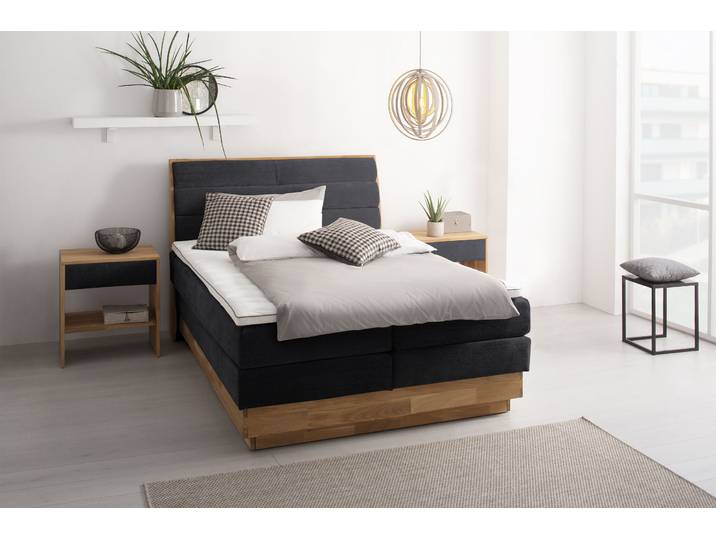 Boxspringbett, Polyester, Schwarz, 164×216 cm, Mit Bettkasten, Modern, OTTO Products