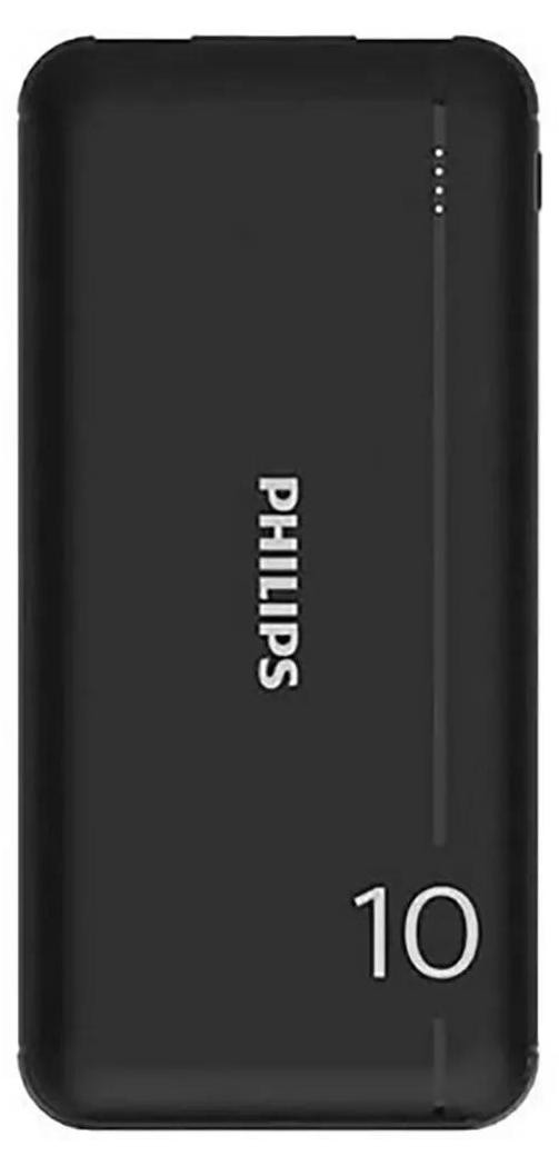 Philips Slim Powerbank 10000mAh met LED-indicator en Micro-USB kabel, zwart