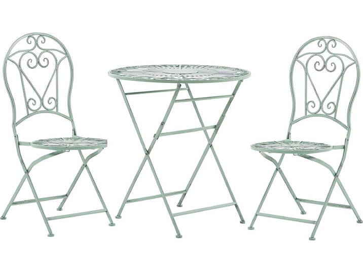 BELIANI Bistroset grün Metall 2er Balkon Terrasse Zusammenklappbar Garten romantisch