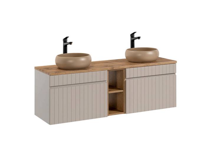 Petits-meubles Doppelwaschtisch 140.4cm Zelie Kaschmir, Holzwerkstoff, 140.4x48x46 cm, Badezimmer, Waschbecken & Armaturen, Waschtische