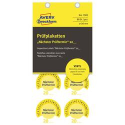 Avery-Zweckform 7905 Prüfplakette individuell vor Ort beschriftet werden 20XX Gelb (Ø x L) 30 mm x 30 mm 30 mm 80 St.