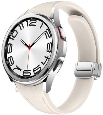 Everyday Crate Samsung Galaxy Watch 6 Magnetic Leather Silicone Watch Band Slim Adjustable Replacement Strap starlight