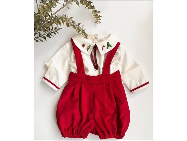 0-6 bébé garçon ensemble automne hiver broderie Vintage ensemble costume jupe blanche short rouge pour fête anniversaire photographie noël C140