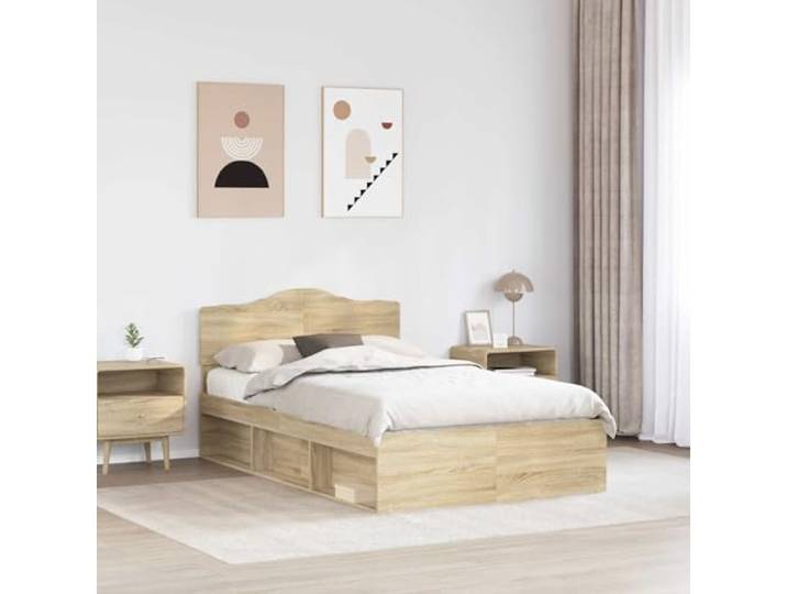 KTHLBRH Bettgestell 120 x 190 cm, Kiefer massiv Engineered Holz, Kopfteil inklusive, modernes Design, einfach zu montieren