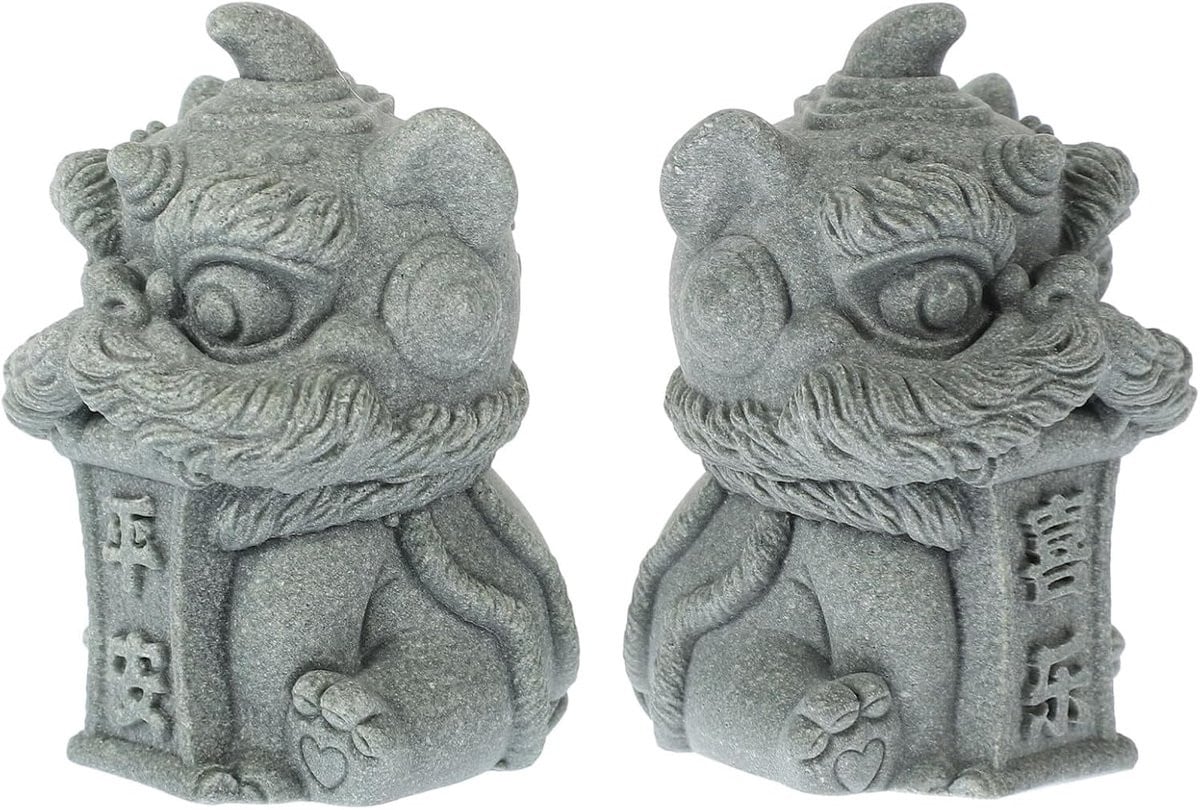Set van 2 Chinese Leeuwen Beeldjes Fu Honden voor Feng Shui Decoratie