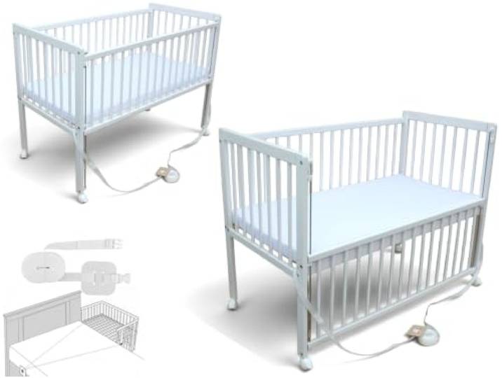 Micoland Kinderbett/Beistellbett/Babybett 120x60 cm 2in1 mit Gurt weiß mit Gurt