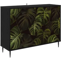 vidaXL Sideboard ELBURG Schwarz Eichen-Optik 102 x 33 x 76 cm