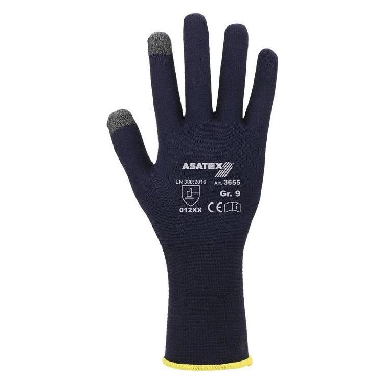 Asatex Feinstrickhandschuh für Smartphones und Touchscreens Grösse 7 dunkelblau EN 388 PSA-Kategorie II (7) (3655/7)