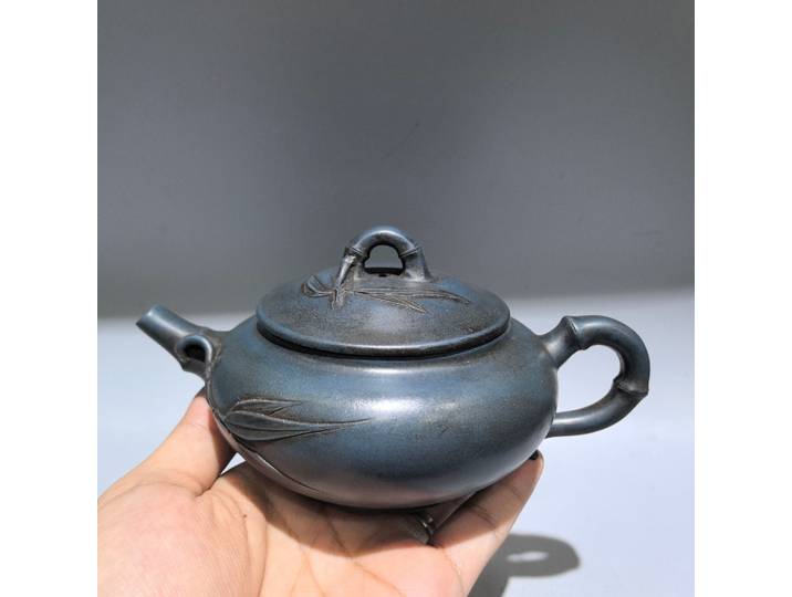 Théière chinoise en argile violette de YFête ing, feuille de bambou, pot de bergame, bouilloire, flagon, gather fortune, ornements de bureau, 6