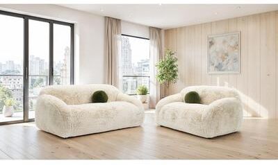 Esofastore Sand Finish Elegant Living Room Sofa Set with Ball Pillows