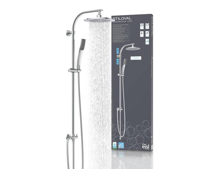 Duschsystem EISL STILOVAL , grau (silberfarben), H:101cm, Brausegarnituren, Duschsystem, Regendusche ohne Armatur, Duschsystem mit Kopfbrause und Handbrause