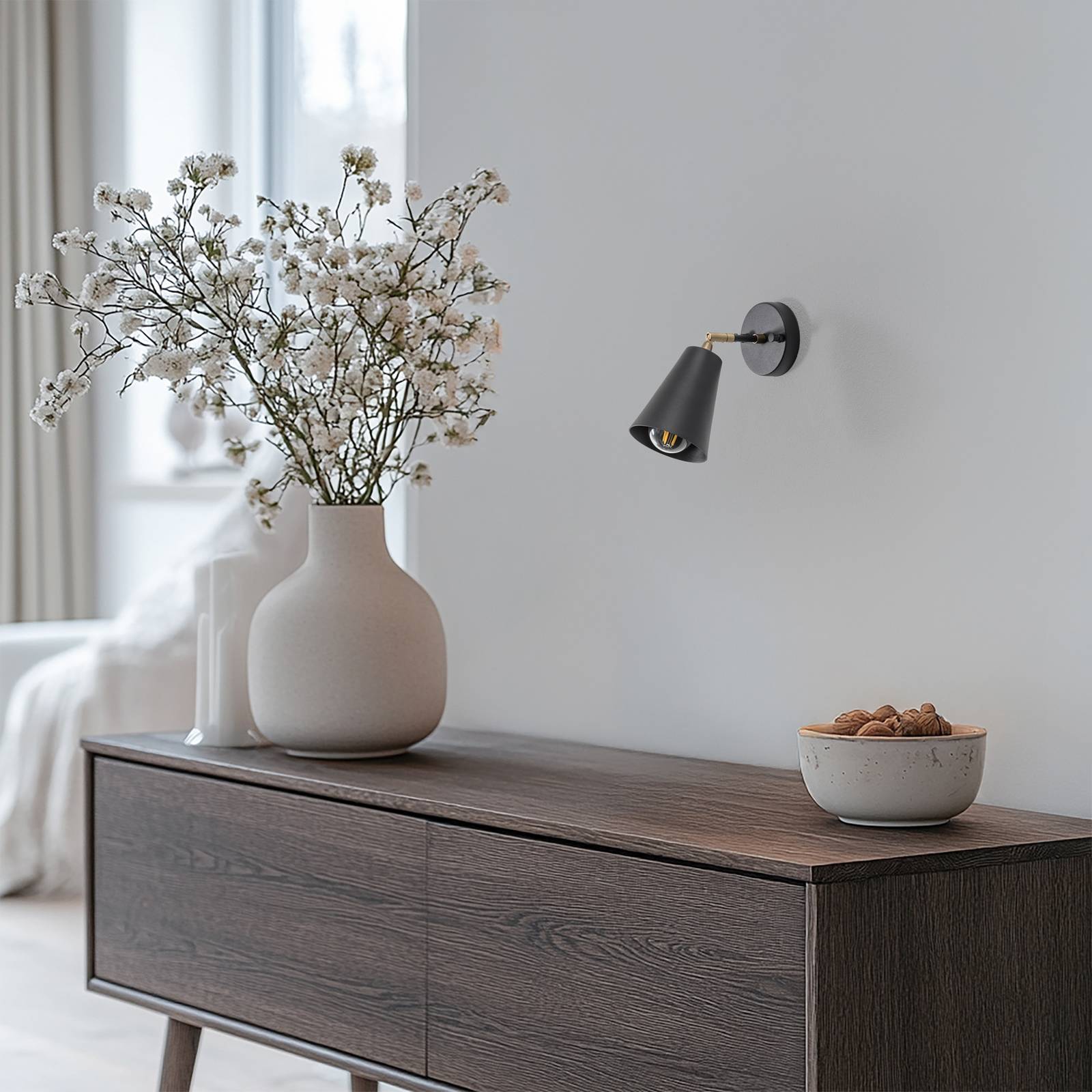 Wandlampe Evander Opviq, dimmbar, schwarz, für Wohn- / Esszimmer, Metall, Wandleuchte, Wandlampe Innen