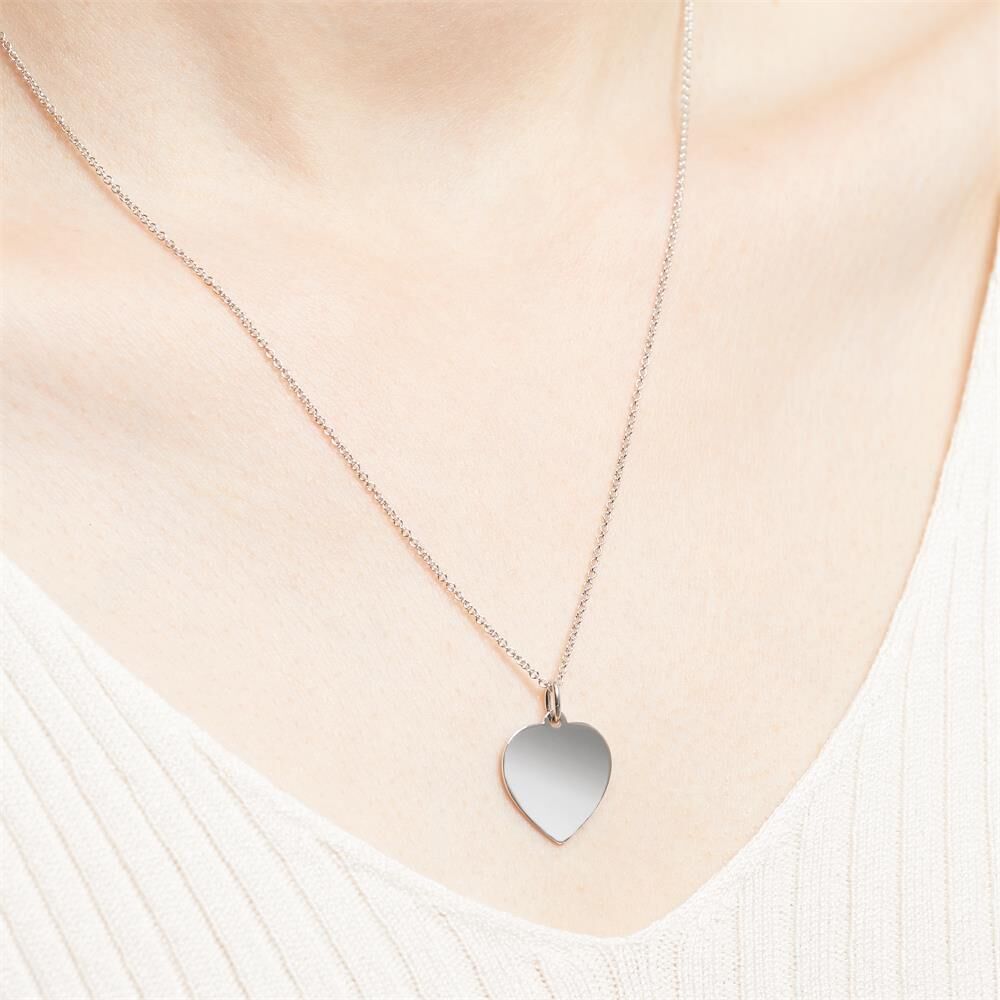 Unique Kette Herz aus 333er Weißgold gravierbar silber
