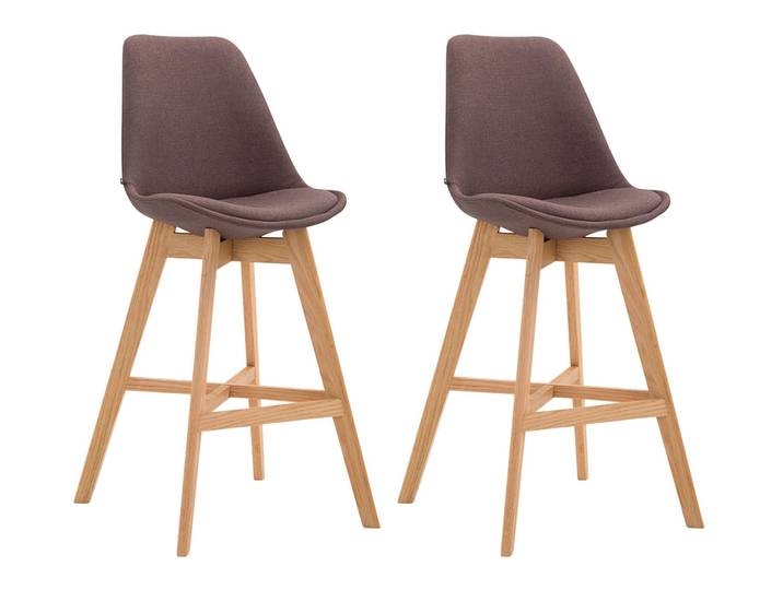TPFLiving 2er Set Barhocker Canada Gestell natura Stoff - Braun