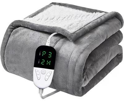 Inspire Daily Merch Soft Heated Throw Blanket Electric Blanket, Heating Levels, Auto Off, Overheat Protection silver 130x150