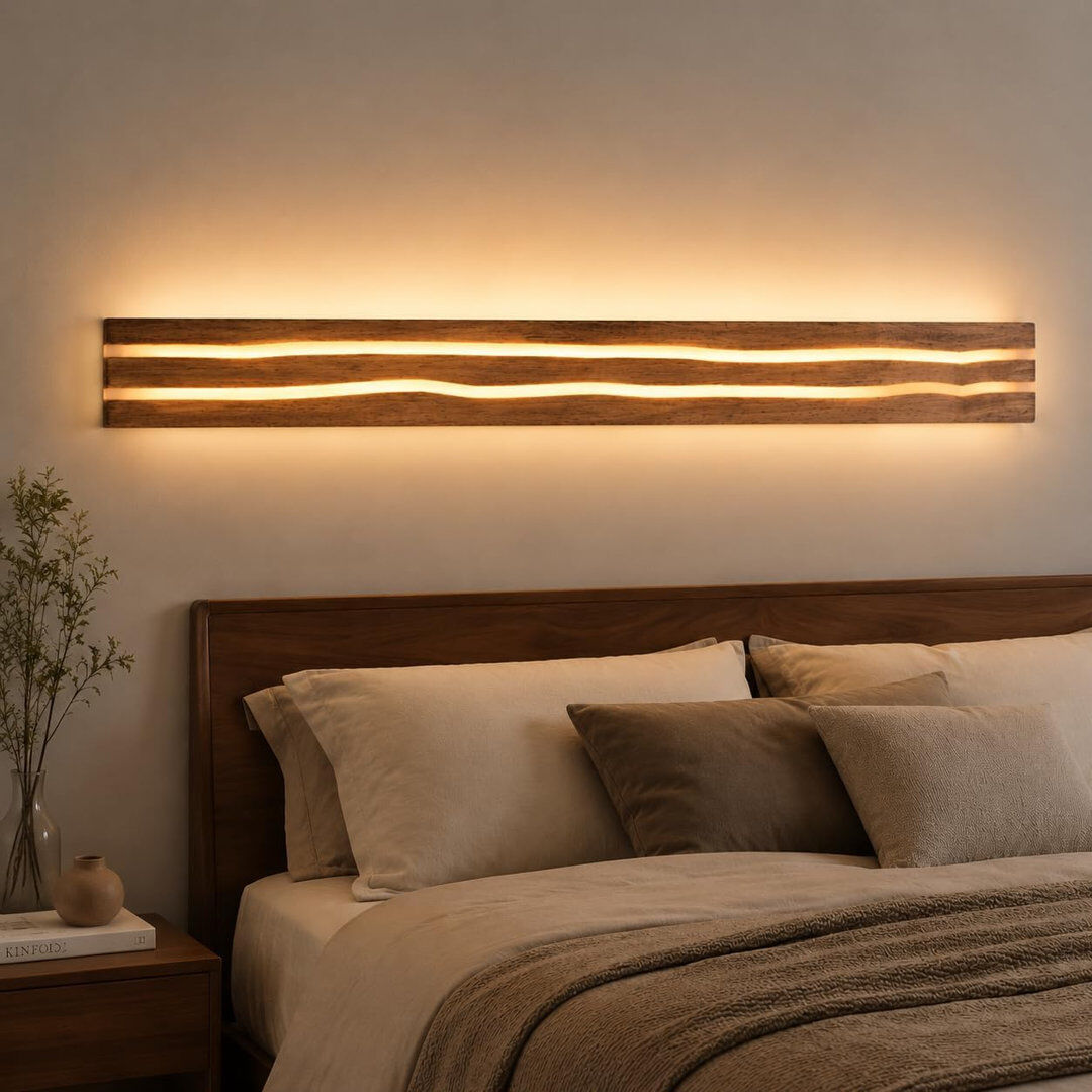 Metro Iron Flush Mounted Sconce Walnut 100cm H X 10cm W X 6.5cm D