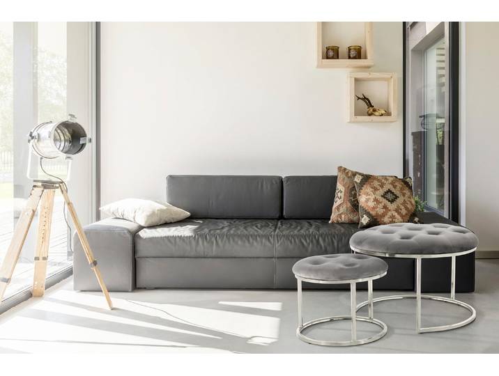 Kayoom Hocker Myla 2er-Set, praktisch ineinander schiebbar Set, 2 Stk. tlg. ineinander schiebbar, rund, gesteppt, mit Zierknöpfen