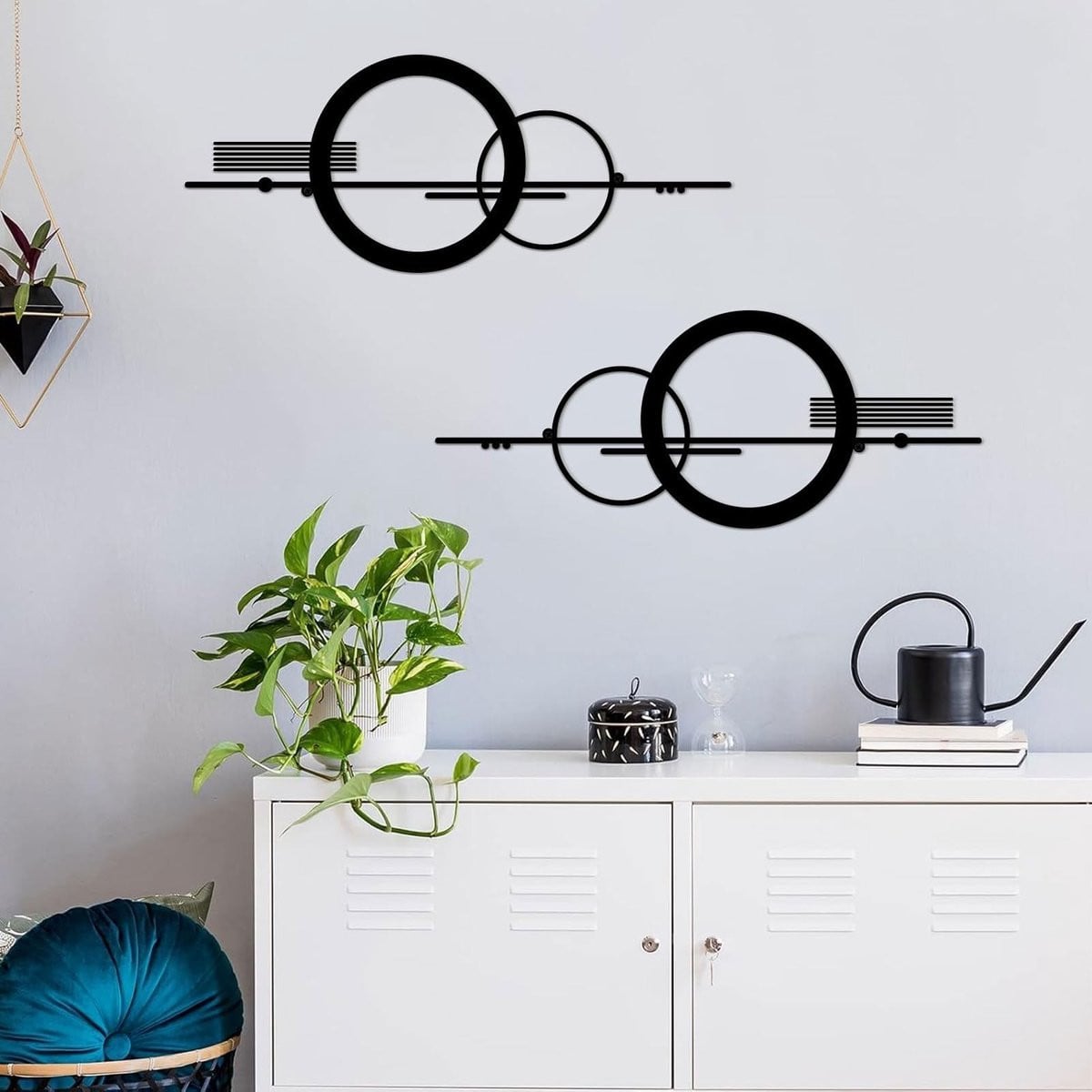 Omgoods Abstracte Wanddecoratie met Geometrische Vorm - 2 Stuks Metaal