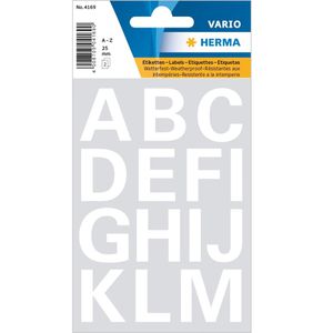 Herma Klebebuchstaben 4169 Vario A-Z, Höhe 25mm, weiß, wetterfest, 28 Buchstaben