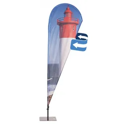 Beachflag Alu Tropfen Print 84 x 281 cm doppelseitig