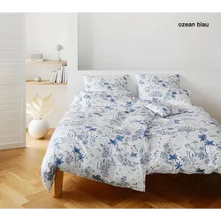 Elegante Bettwäsche Positano - 155x220 cm + 40x80 cm	ozeanblau