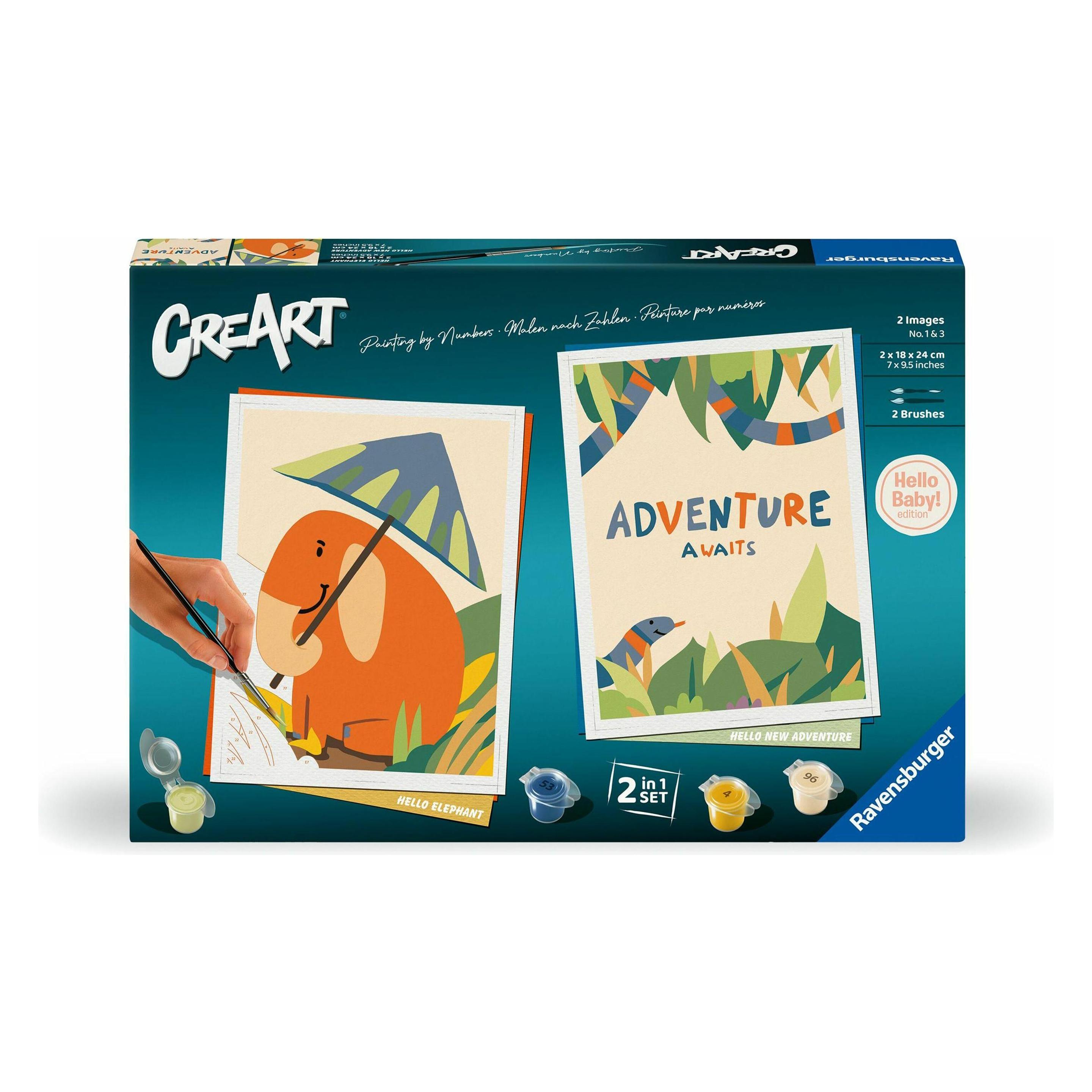 Ravensburger CreArt - Malen nach Zahlen 23905 - Hello Baby Safari Set - Erwachsene ab 12 Jahr (23905)
