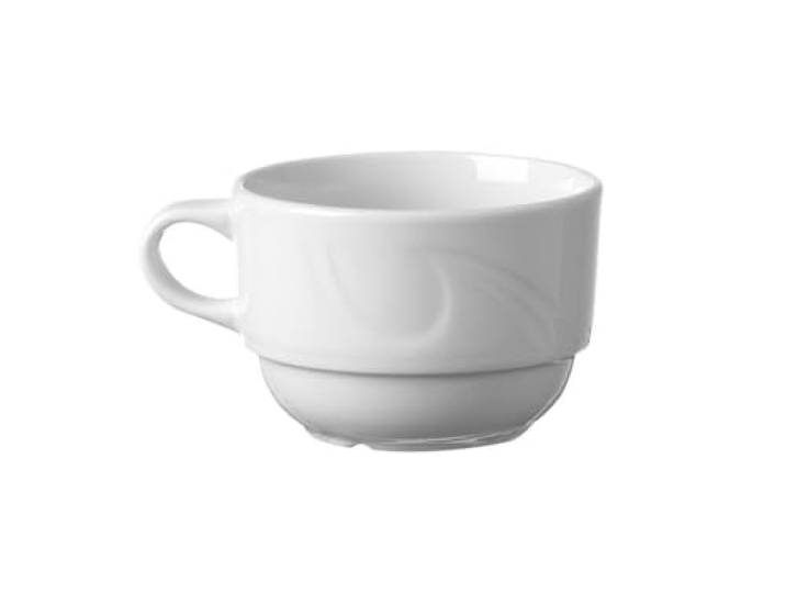 HENDI Cappuccinokop, voor HENDI Schotel 798171, versterkte randen en betere stootvastheid, kwaliteitsglazuur, geschikt voor magnetron en afwasmachine, 230ml, ø85mm, wit hotelporselein