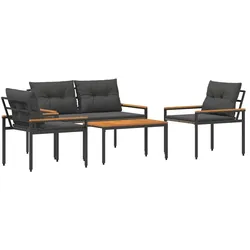 vidaXL Gartenmöbel-Set 4 pcs Dunkelgrau Poly-Rattan