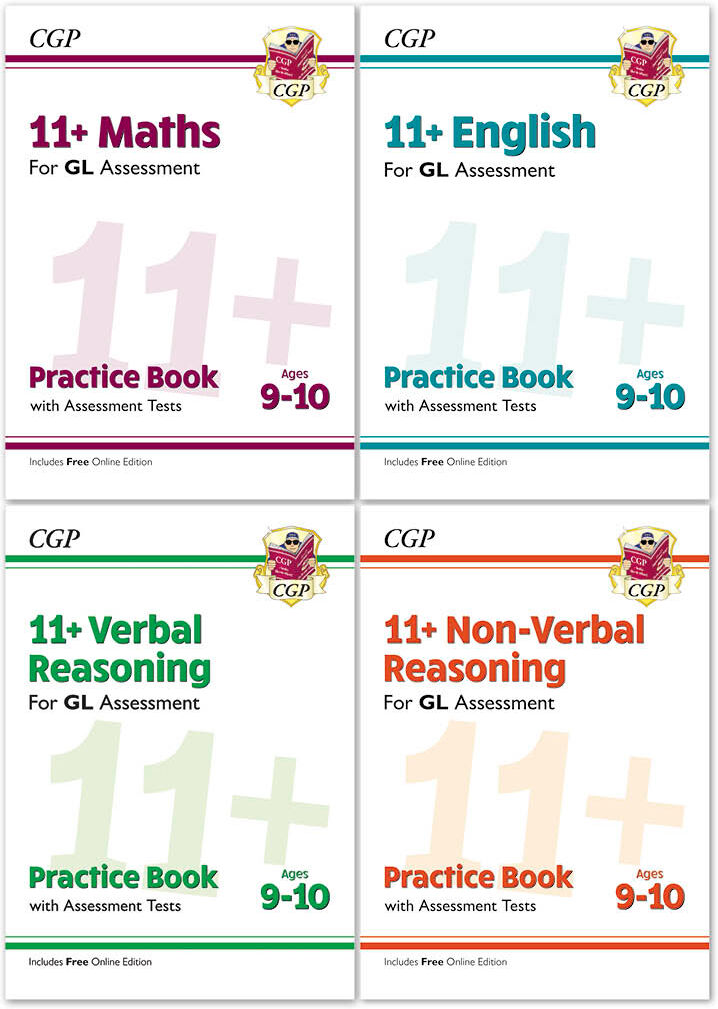 CGP Books CGP 11+ GL Practice Book & Assessment Tests Bundle – Ages 9-10 (Maths, English, Verbal Reasoning, Non-Verbal Reasoning)