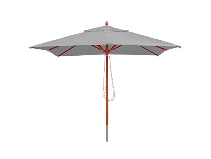 Mendler Gastronomie Holz-Sonnenschirm HWC-C57 eckig 3x3m - hellgrau