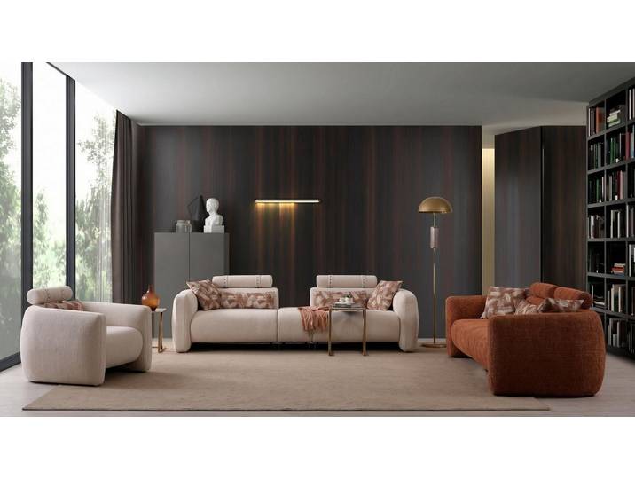 Xlmoebel Polstergarnitur Wohnzimmer Set 3 Sitzer Sofa Sessel Modern Beige Kontrastreich, (2-tlg., 2-tlg)