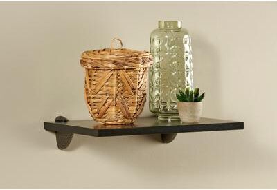 Wallscapes Black Wood Wall Shelf - Decorative Display with Silver Accents