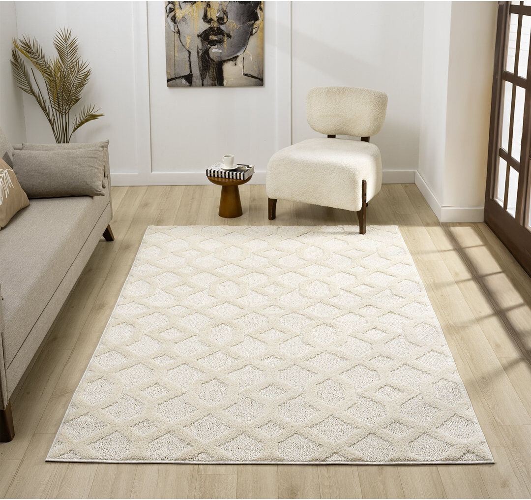 Metro Delvallo Trellis Area Rug Cream Rectangle 160 x 230 cm