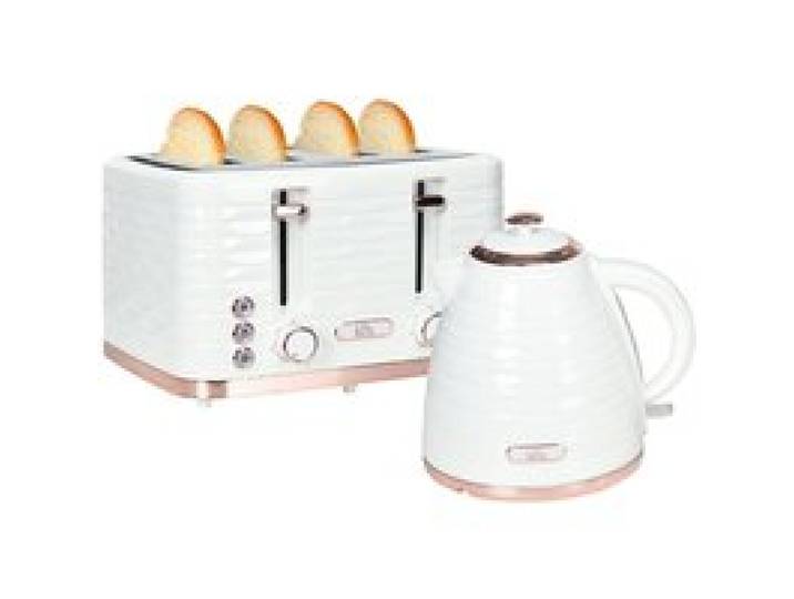 Pack petit-déjeuner - LEMONBEST - Pack 2 pièces - Bouilloire 1 7 L - 7 niveaux de dorage - Blanc crème