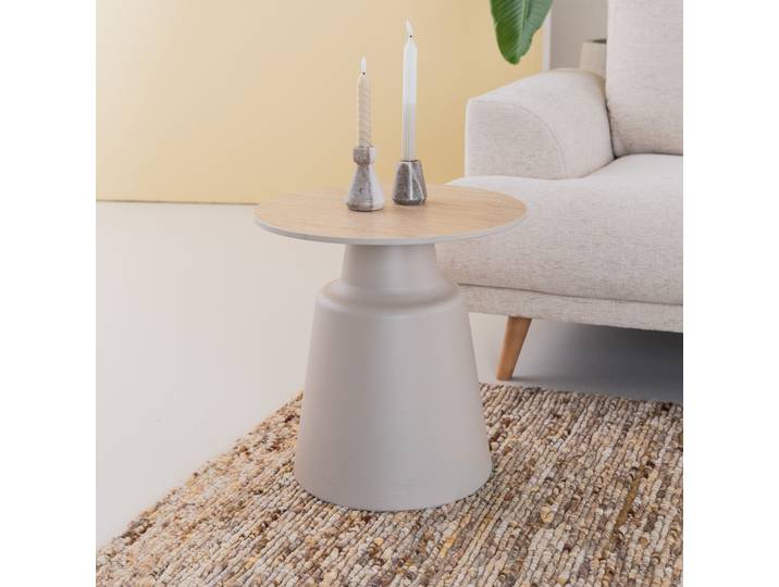 Sohome Ronde Bijzettafel Noelle Keramiek in travertinlook, 45cm - Beige