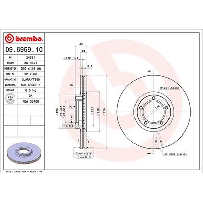 Brembo Bremsscheibe Vorderache Belüftet [Hersteller-Nr. 09.6959.10] für Ford