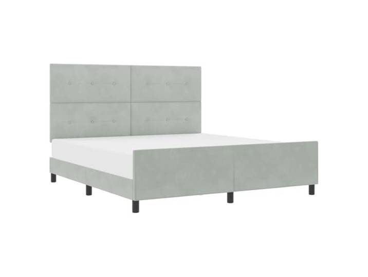 PUGYNBK Boxspringbett Hellgrau 180 x 200 cm Samt Kopfteil verstellbar, Rahmen aus Kiefernholz, einfache Montage, moderner Stil